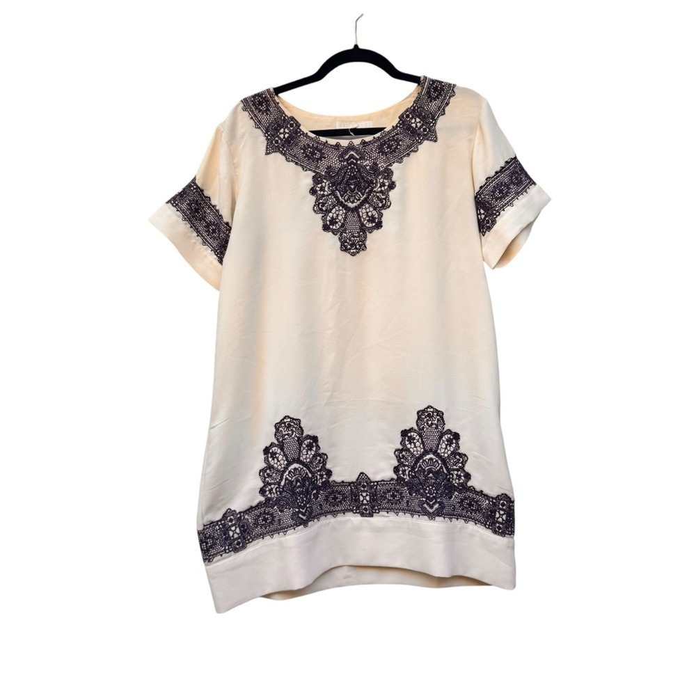 San & Soni Loka Petite Tunic Dress XXS Cream Beaded Embroidered Elegant Boho EUC - Picture 7 of 16
